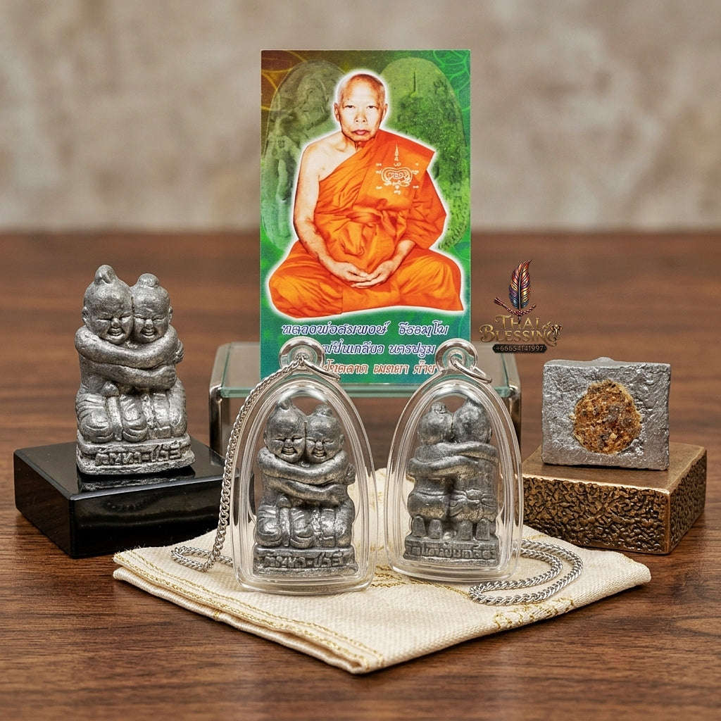 Kan Ha Chali Thai Amulet Protection talisman good luck charm spiritual jewelry Sacred Kuman Thong Kuman Ree Twin Spirit Dual Divine Blessing Thai Blessing Co By RURUECHA