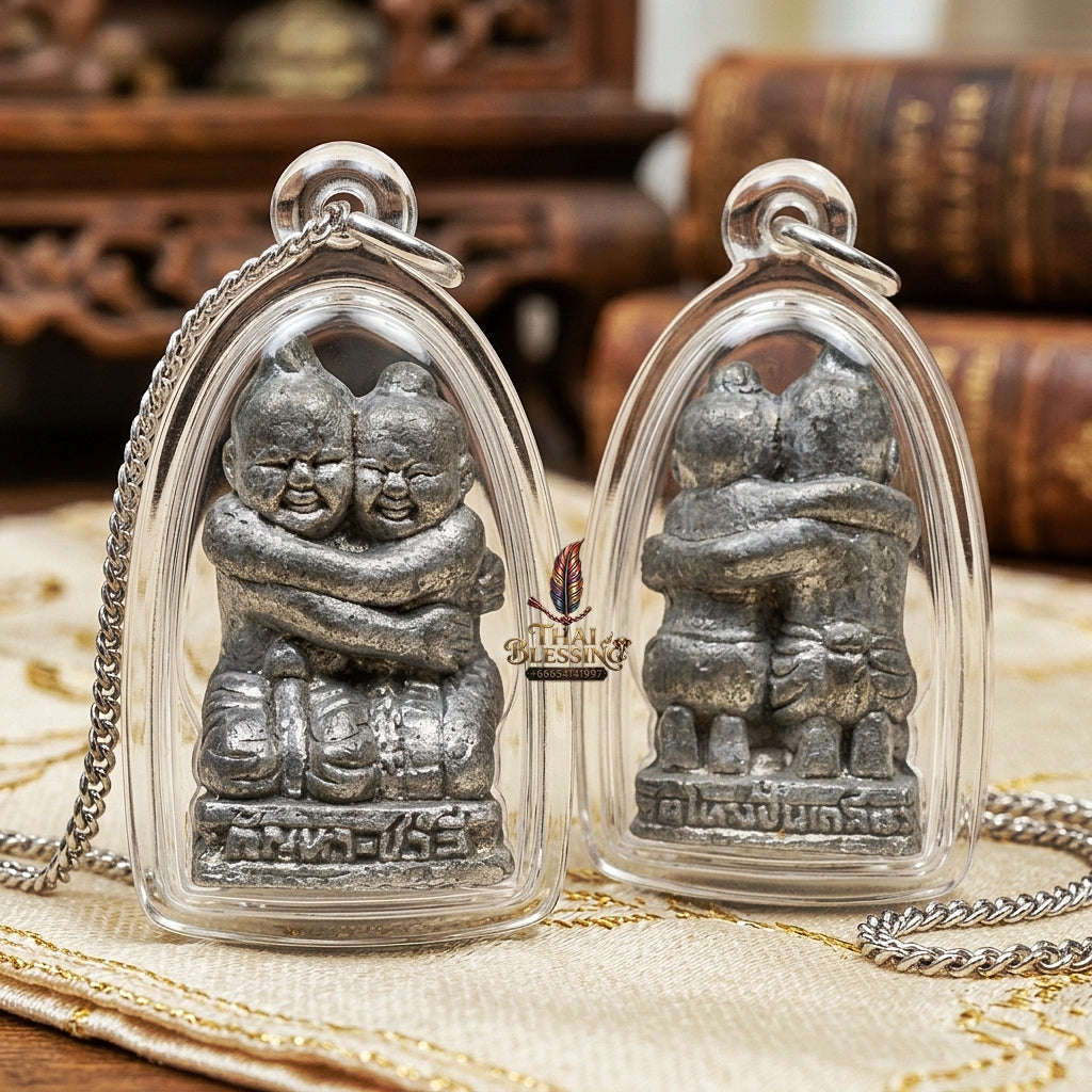 Kan Ha Chali Thai Amulet Protection talisman good luck charm spiritual jewelry Sacred Kuman Thong Kuman Ree Twin Spirit Dual Divine Blessing Thai Blessing Co By RURUECHA