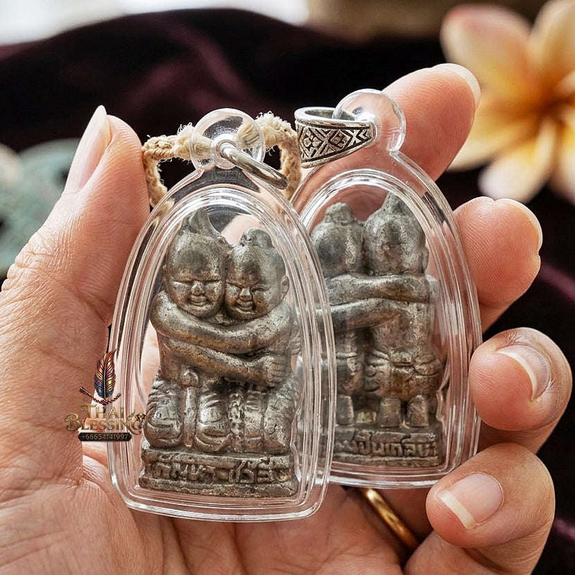 Kan Ha Chali Thai Amulet Protection talisman good luck charm spiritual jewelry Sacred Kuman Thong Kuman Ree Twin Spirit Dual Divine Blessing Thai Blessing Co By RURUECHA