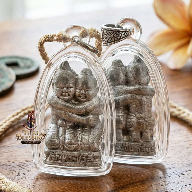 Kan Ha Chali Thai Amulet Protection talisman good luck charm spiritual jewelry Sacred Kuman Thong Kuman Ree Twin Spirit Dual Divine Blessing Thai Blessing Co By RURUECHA