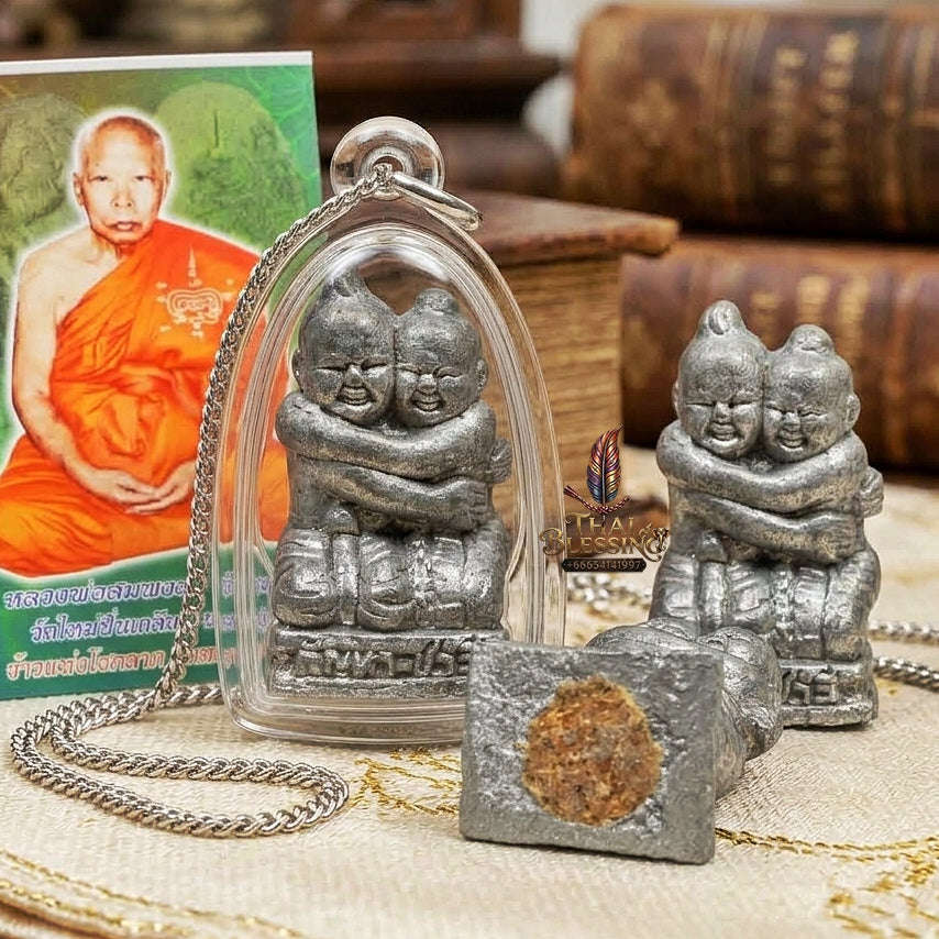Kan Ha Chali Thai Amulet Protection talisman good luck charm spiritual jewelry Sacred Kuman Thong Kuman Ree Twin Spirit Dual Divine Blessing Thai Blessing Co By RURUECHA