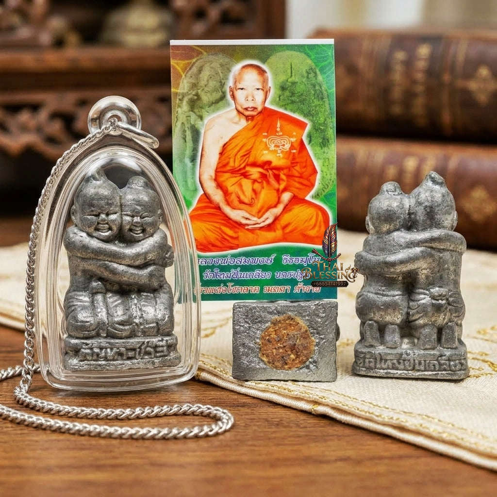 Kan Ha Chali Thai Amulet Protection talisman good luck charm spiritual jewelry Sacred Kuman Thong Kuman Ree Twin Spirit Dual Divine Blessing Thai Blessing Co By RURUECHA