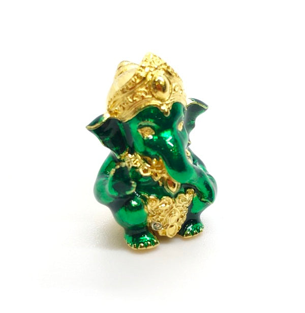 Kanes Noi Million Baht Lucky Charm Million Baht Wealth Edition Green Elephant Figurine with Gold Accents