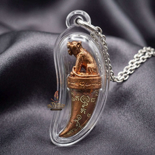 Khiao Suea Sakot Phut Tha Khom Thai Amulet Protection talisman good luck charm spiritual jewelry Sacred Tiger Fang Sovereign Power Maha Amnat Sattaloha Seven Metals Thai Blessing Co By RURUECHA
