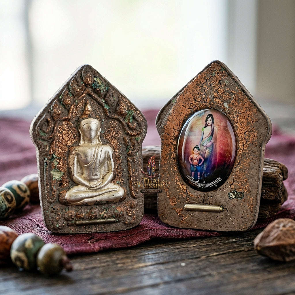 Khun Paen Pendant Thai Amulet Protection talisman good luck charm spiritual jewelry Sovereign Sacred Spirit Magnetism & Endless Wealth Flow Khun Paen Phrai Mae Bua Khli Ruay Mai Loeik Thai Blessing Co By RURUECHA