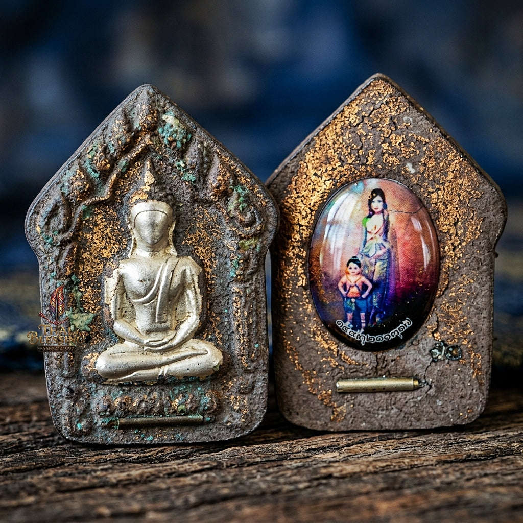 Khun Paen Pendant Thai Amulet Protection talisman good luck charm spiritual jewelry Sovereign Sacred Spirit Magnetism & Endless Wealth Flow Khun Paen Phrai Mae Bua Khli Ruay Mai Loeik Thai Blessing Co By RURUECHA