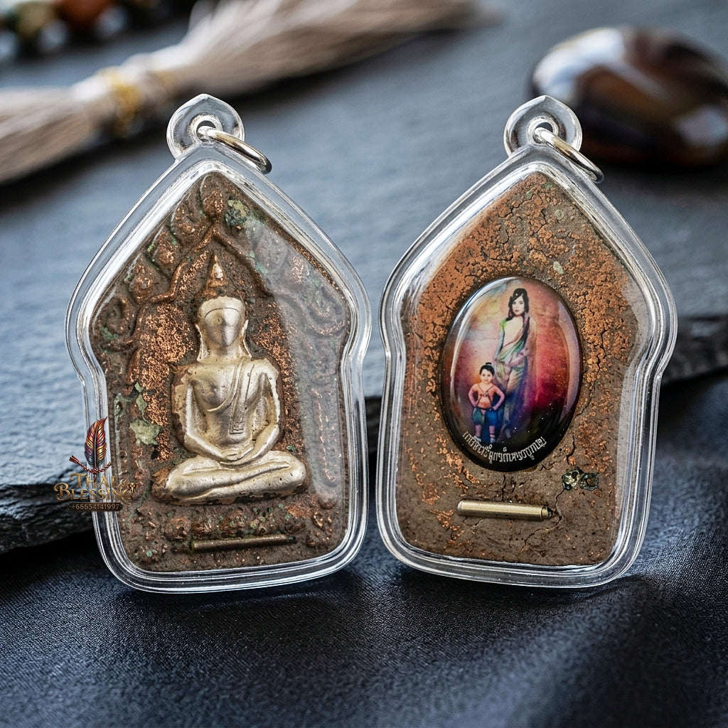 Khun Paen Pendant Thai Amulet Protection talisman good luck charm spiritual jewelry Sovereign Sacred Spirit Magnetism & Endless Wealth Flow Khun Paen Phrai Mae Bua Khli Ruay Mai Loeik Thai Blessing Co By RURUECHA