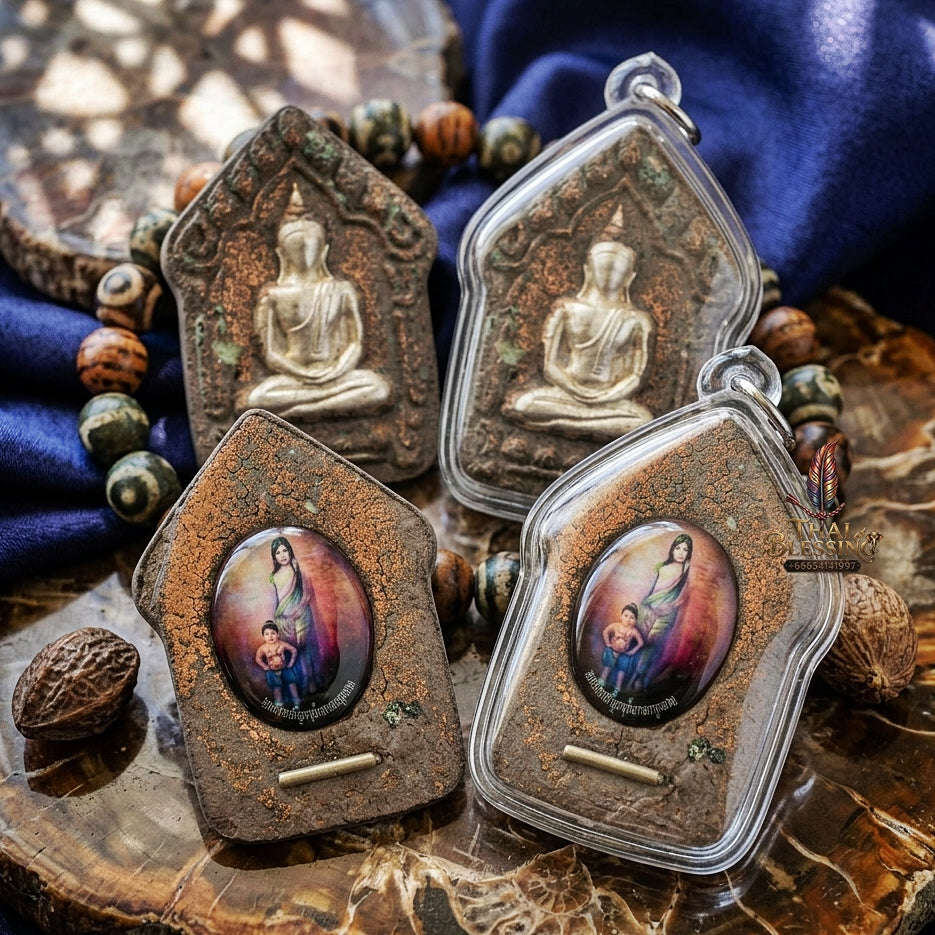 Khun Paen Pendant Thai Amulet Protection talisman good luck charm spiritual jewelry Sovereign Sacred Spirit Magnetism & Endless Wealth Flow Khun Paen Phrai Mae Bua Khli Ruay Mai Loeik Thai Blessing Co By RURUECHA