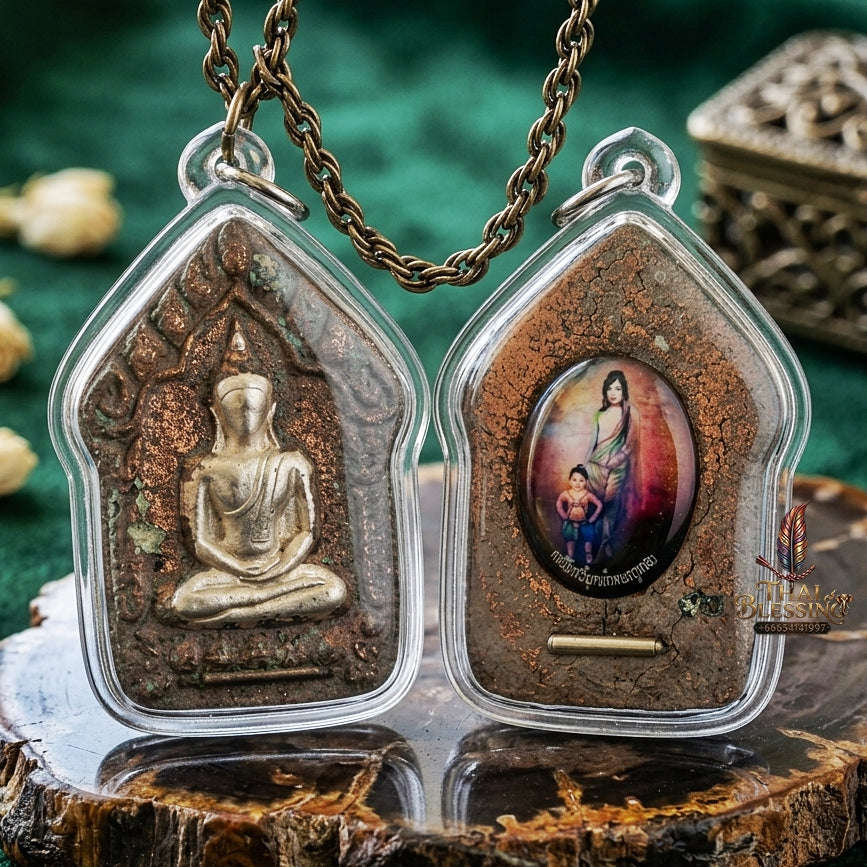 Khun Paen Pendant Thai Amulet Protection talisman good luck charm spiritual jewelry Sovereign Sacred Spirit Magnetism & Endless Wealth Flow Khun Paen Phrai Mae Bua Khli Ruay Mai Loeik Thai Blessing Co By RURUECHA