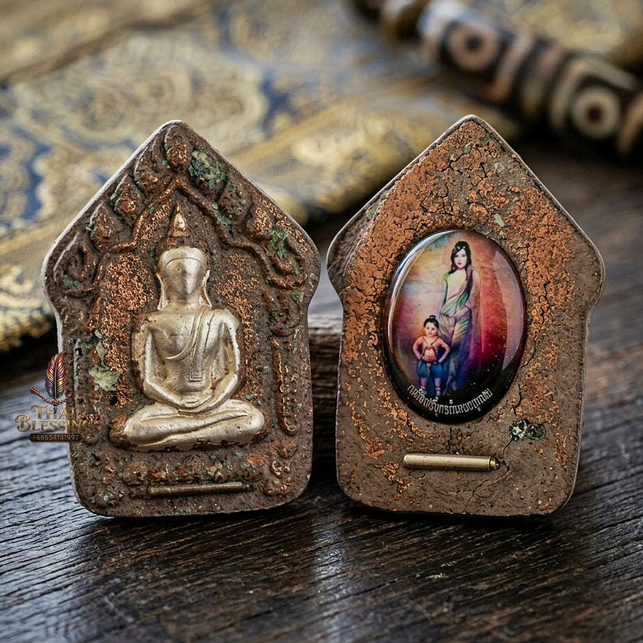 Khun Paen Pendant Thai Amulet Protection talisman good luck charm spiritual jewelry Sovereign Sacred Spirit Magnetism & Endless Wealth Flow Khun Paen Phrai Mae Bua Khli Ruay Mai Loeik Thai Blessing Co By RURUECHA