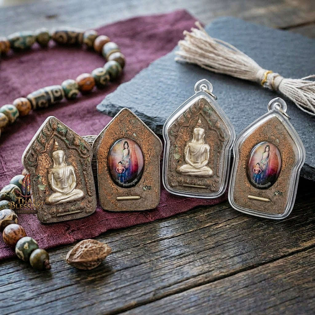 Khun Paen Pendant Thai Amulet Protection talisman good luck charm spiritual jewelry Sovereign Sacred Spirit Magnetism & Endless Wealth Flow Khun Paen Phrai Mae Bua Khli Ruay Mai Loeik Thai Blessing Co By RURUECHA