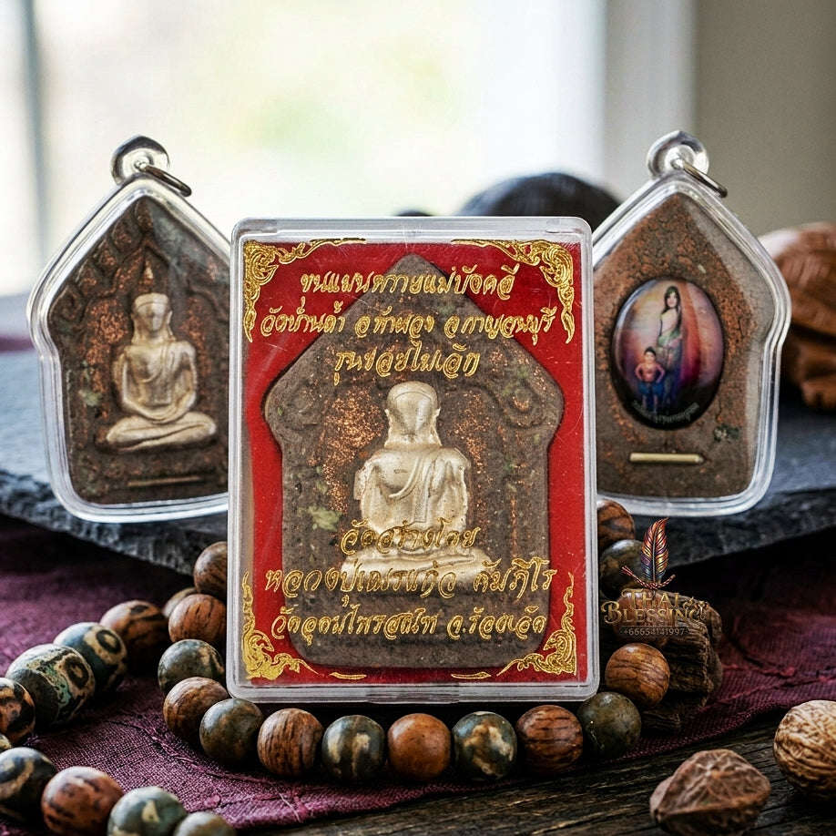 Khun Paen Pendant Thai Amulet Protection talisman good luck charm spiritual jewelry Sovereign Sacred Spirit Magnetism & Endless Wealth Flow Khun Paen Phrai Mae Bua Khli Ruay Mai Loeik Thai Blessing Co By RURUECHA