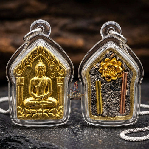 Khun Paen Pendant Thai Amulet Protection talisman good luck charm spiritual jewelry Sovereign Sacred Spirit Magnetism & Golden Brass Radiance Khun Paen Phrai Mae Bua Thong Thai Blessing Co By RURUECHA