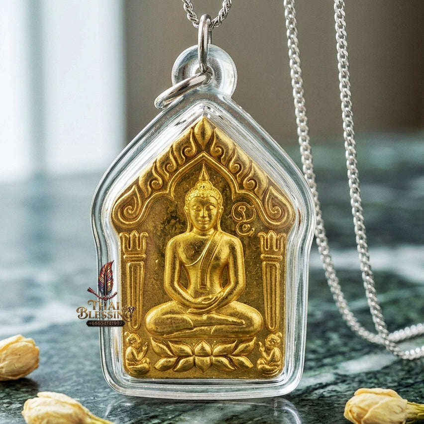 Khun Paen Pendant Thai Amulet Protection talisman good luck charm spiritual jewelry Sovereign Sacred Spirit Magnetism & Golden Brass Radiance Khun Paen Phrai Mae Bua Thong Thai Blessing Co By RURUECHA