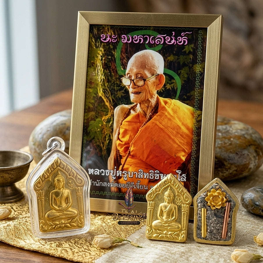 Khun Paen Pendant Thai Amulet Protection talisman good luck charm spiritual jewelry Sovereign Sacred Spirit Magnetism & Golden Brass Radiance Khun Paen Phrai Mae Bua Thong Thai Blessing Co By RURUECHA