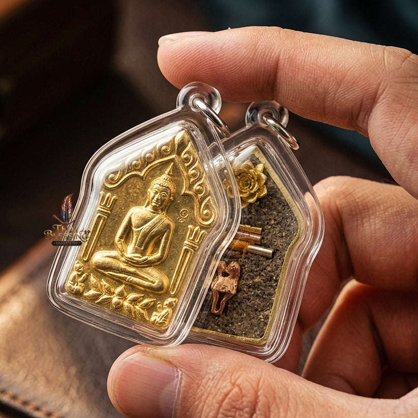 Khun Paen Pendant Thai Amulet Protection talisman good luck charm spiritual jewelry Sovereign Sacred Spirit Magnetism & Golden Brass Radiance Khun Paen Phrai Mae Bua Thong Thai Blessing Co By RURUECHA