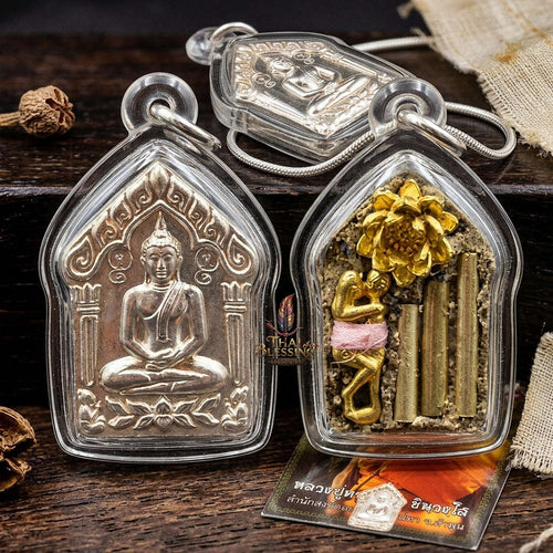 Khun Paen Pendant Thai Amulet Protection talisman good luck charm spiritual jewelry Sovereign Sacred Spirit Magnetism & Radiant Silver Elegance Khun Paen Phrai Mae Bua Thong Thai Blessing Co By RURUECHA