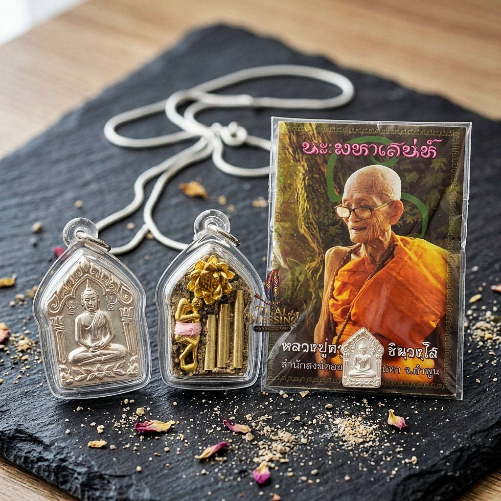 Khun Paen Pendant Thai Amulet Protection talisman good luck charm spiritual jewelry Sovereign Sacred Spirit Magnetism & Radiant Silver Elegance Khun Paen Phrai Mae Bua Thong Thai Blessing Co By RURUECHA