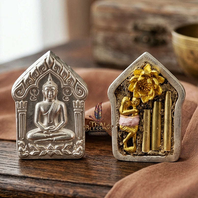 Khun Paen Pendant Thai Amulet Protection talisman good luck charm spiritual jewelry Sovereign Sacred Spirit Magnetism & Radiant Silver Elegance Khun Paen Phrai Mae Bua Thong Thai Blessing Co By RURUECHA