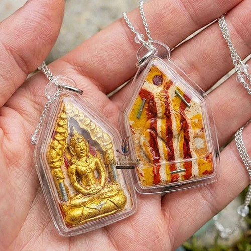 Khun Paen Phrai Sane Thai Amulet Protection talisman good luck charm spiritual jewelry Sacred Charm Metta Maha Saneh Mae Per Dok Thong Sacred Charm Oil Waterproof Casing Thai Blessing Co By RURUECHA