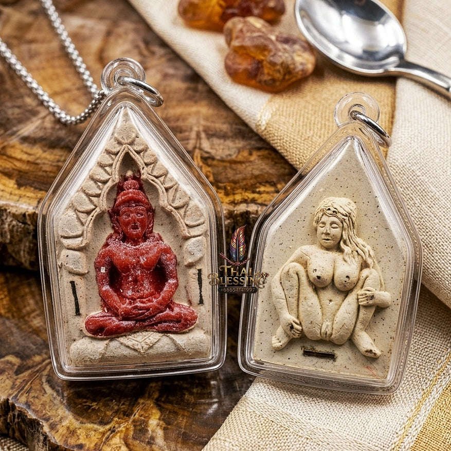 Khun Paen Phrai Sane Thai Amulet Protection talisman good luck charm spiritual jewelry Sacred Charm Metta Maha Saneh Mae Per Dok Thong Sacred Spell Takrut Thai Blessing Co By RURUECHA