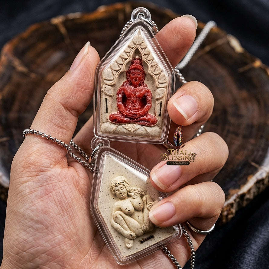 Khun Paen Phrai Sane Thai Amulet Protection talisman good luck charm spiritual jewelry Sacred Charm Metta Maha Saneh Mae Per Dok Thong Sacred Spell Takrut Thai Blessing Co By RURUECHA