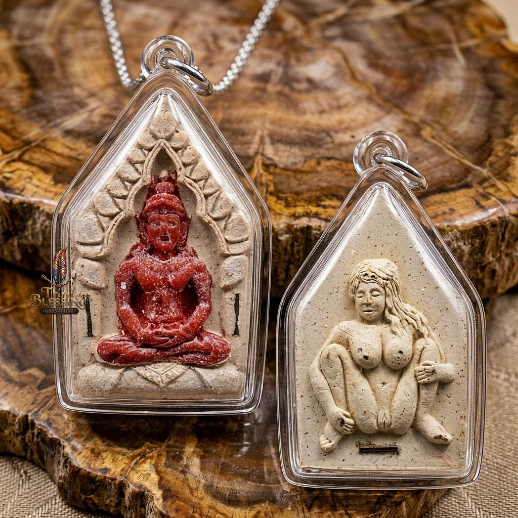 Khun Paen Phrai Sane Thai Amulet Protection talisman good luck charm spiritual jewelry Sacred Charm Metta Maha Saneh Mae Per Dok Thong Sacred Spell Takrut Thai Blessing Co By RURUECHA