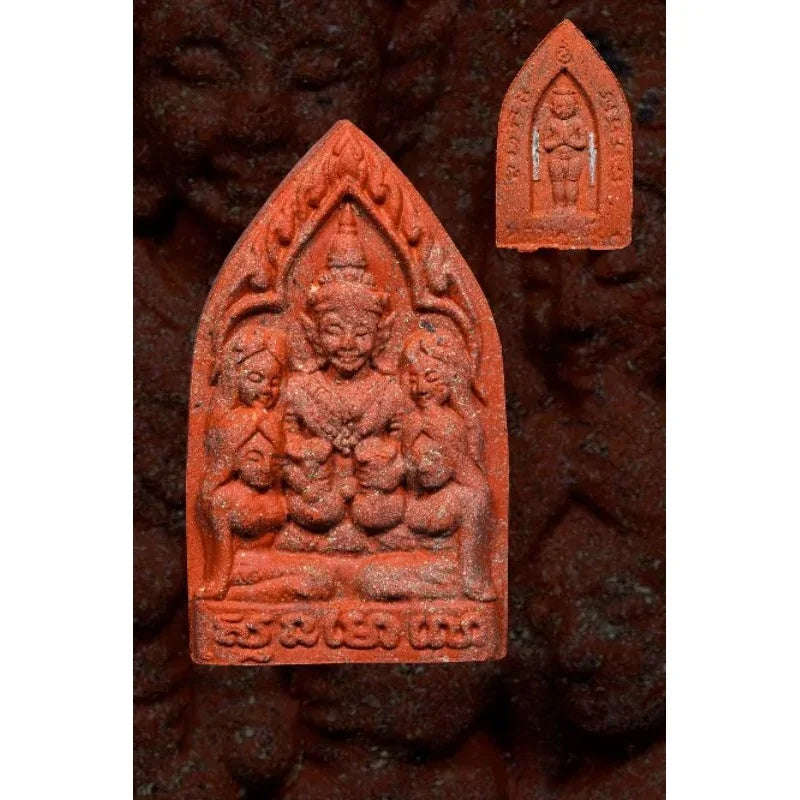 🌟 Khun Phaen 500 Ladies™ Sacred Charm Amulet – Attract Love, Wealth & Divine Protection Red silver takrut amulet pair
