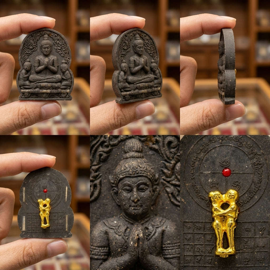 ✨ Khun Phaen "Double Power" Essence: Sacred Black Herbal Powder Talisman with In-Koo Love Charm Back for Ultimate Attraction, Financial Abundance, and Harmonious Relationships (2014 Heritage Edition by Luang Pho Sam Chai)