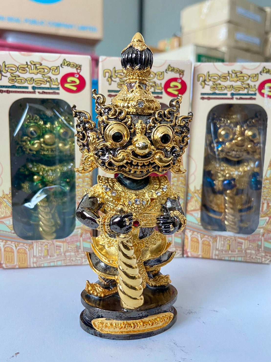 Khwen Khuveren Statue for Prosperity - 5 Inch Abundance and Wealth Figurine 1.2 Black body