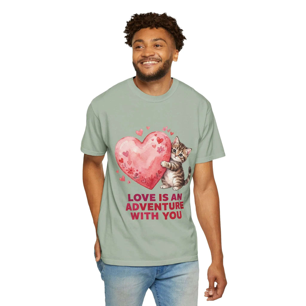 Kitten Heart T-Shirt | Love Is An Adventure With You Cute Cat Graphic Tee
