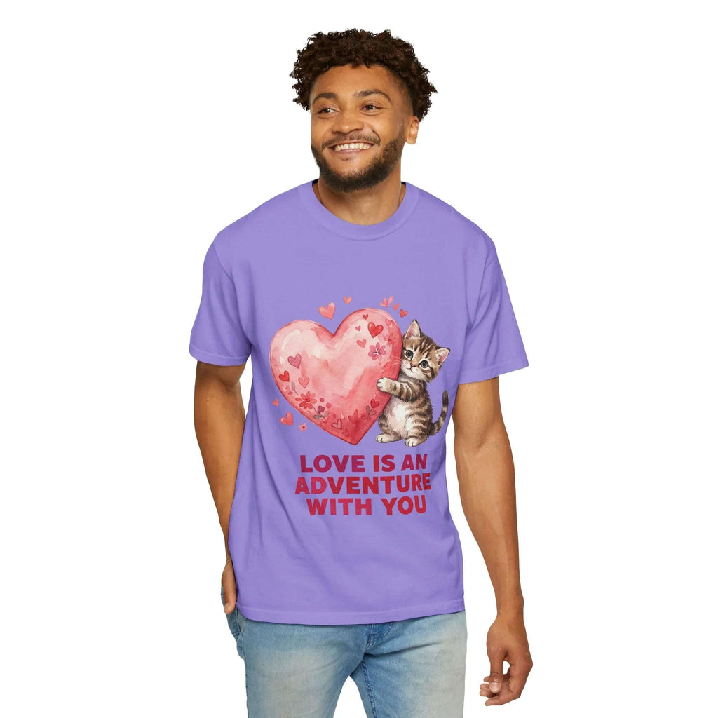Kitten Heart T-Shirt | Love Is An Adventure With You Cute Cat Graphic Tee