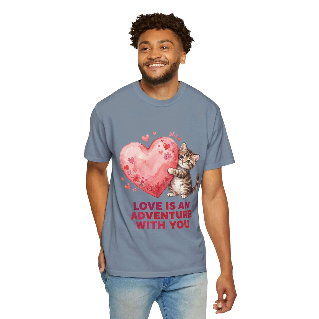 Kitten Heart T-Shirt | Love Is An Adventure With You Cute Cat Graphic Tee