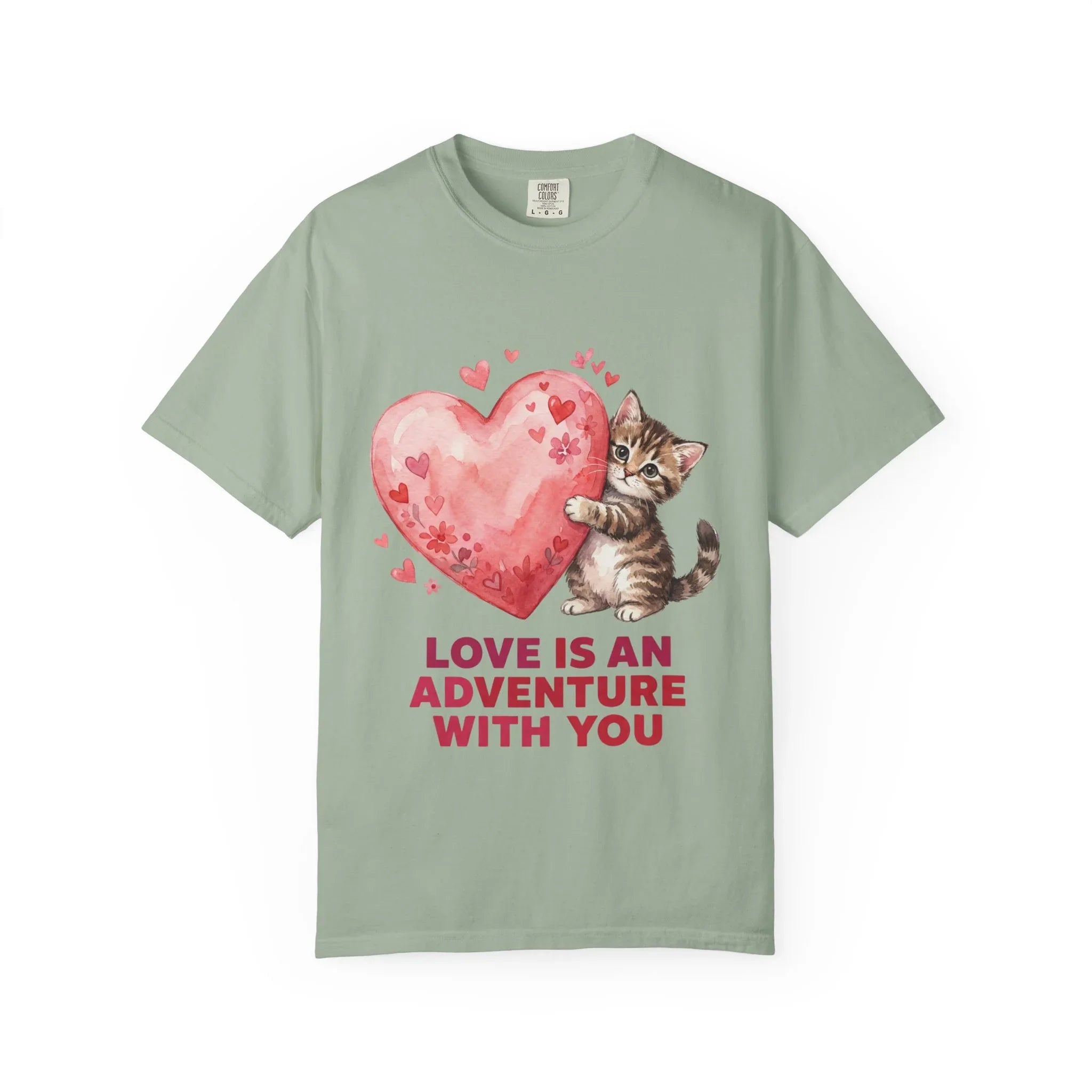 Kitten Heart T-Shirt | Love Is An Adventure With You Cute Cat Graphic Tee Bay