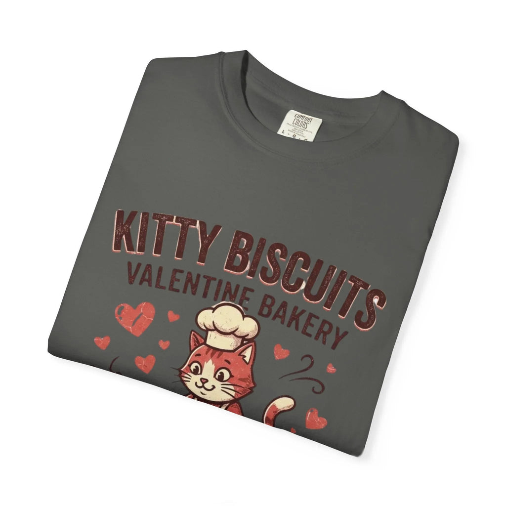 Kitty Biscuits T-Shirt | Valentine Bakery Cat All You Knead Is Love Graphic Tee