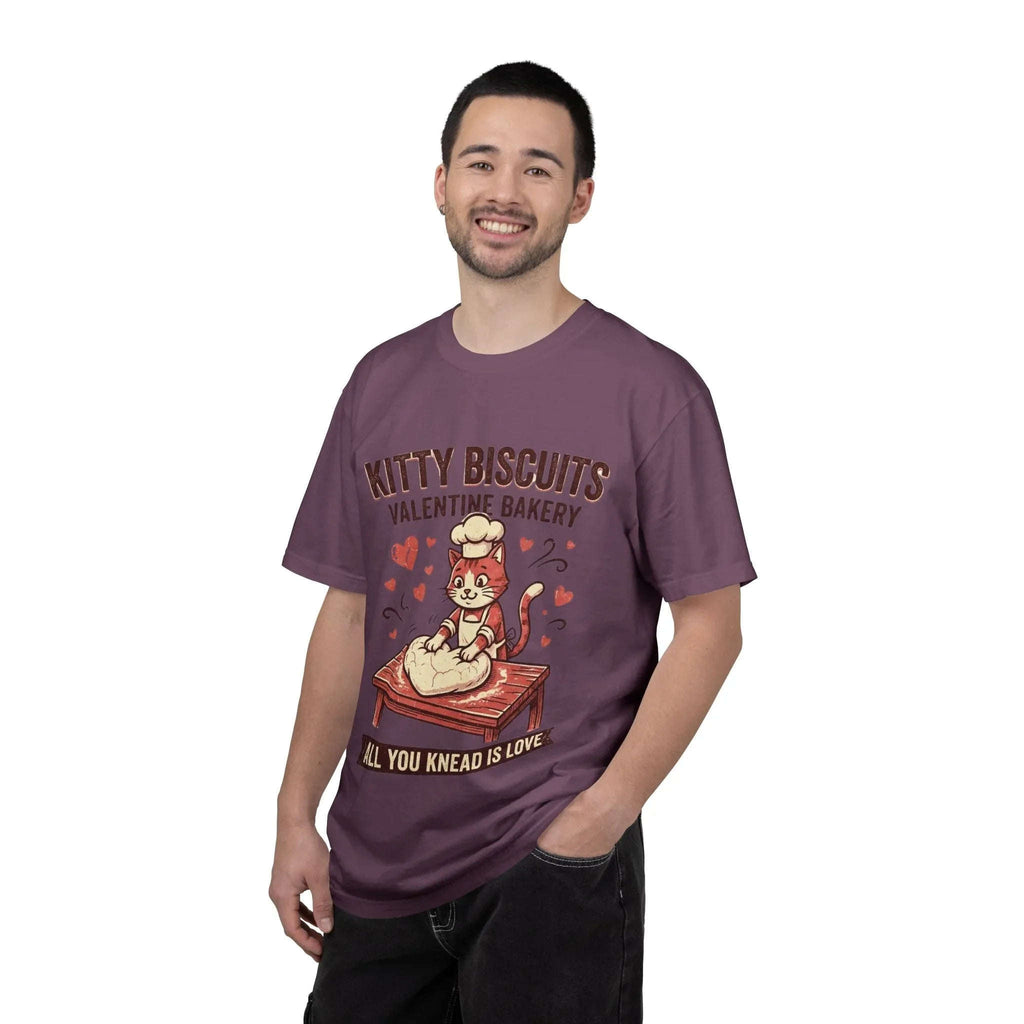 Kitty Biscuits T-Shirt | Valentine Bakery Cat All You Knead Is Love Graphic Tee