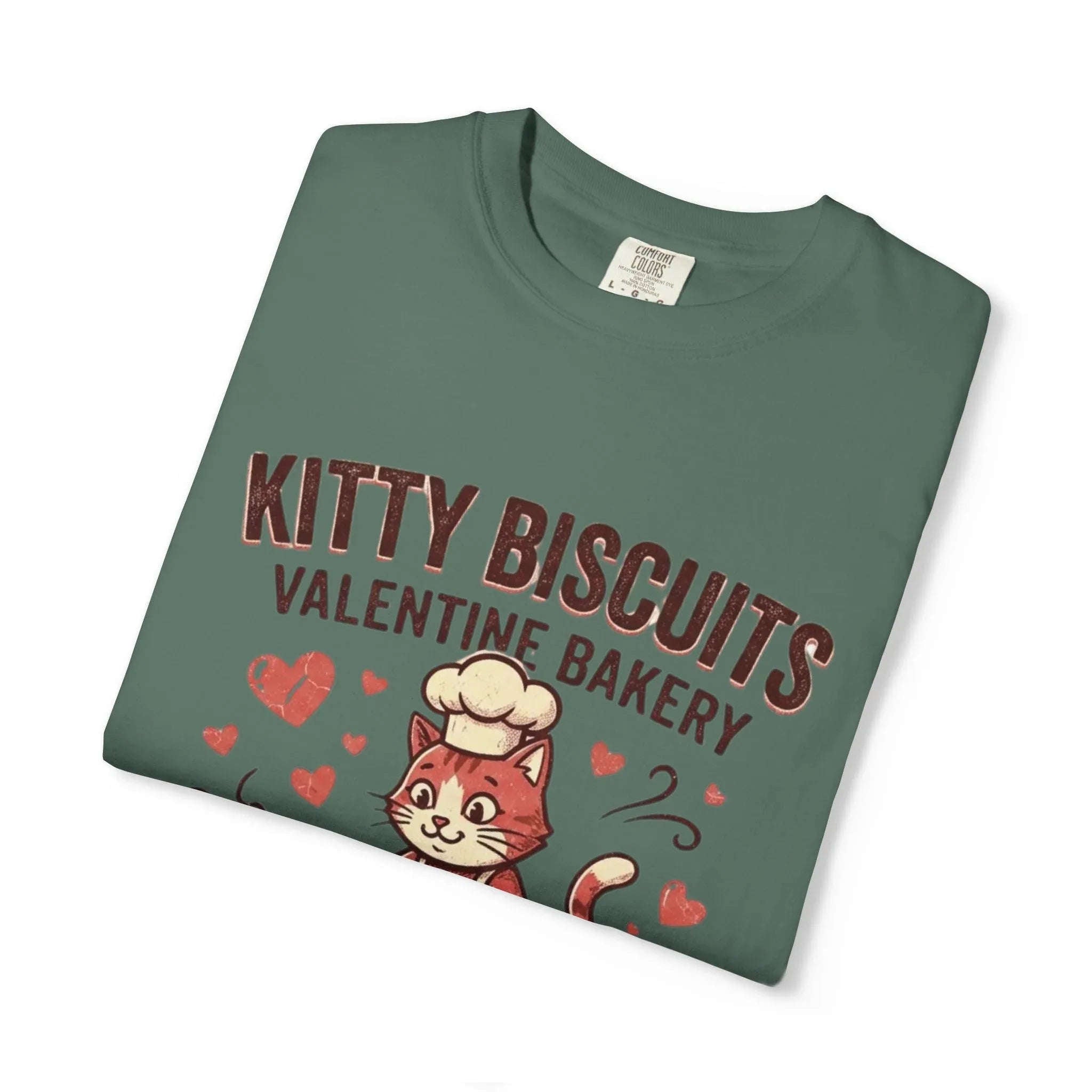 Kitty Biscuits T-Shirt | Valentine Bakery Cat All You Knead Is Love Graphic Tee