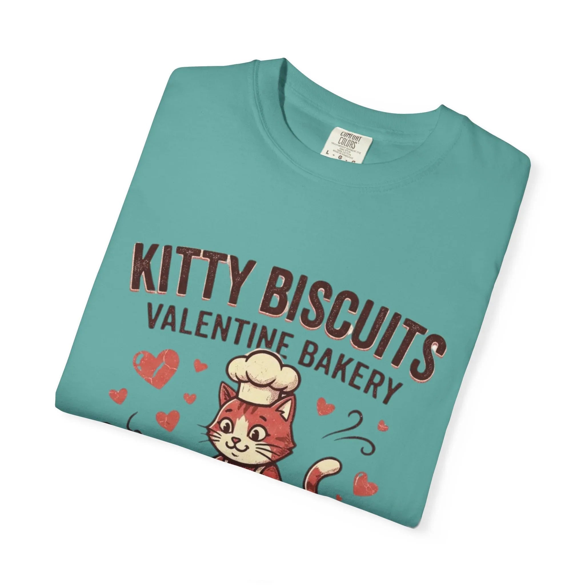 Kitty Biscuits T-Shirt | Valentine Bakery Cat All You Knead Is Love Graphic Tee
