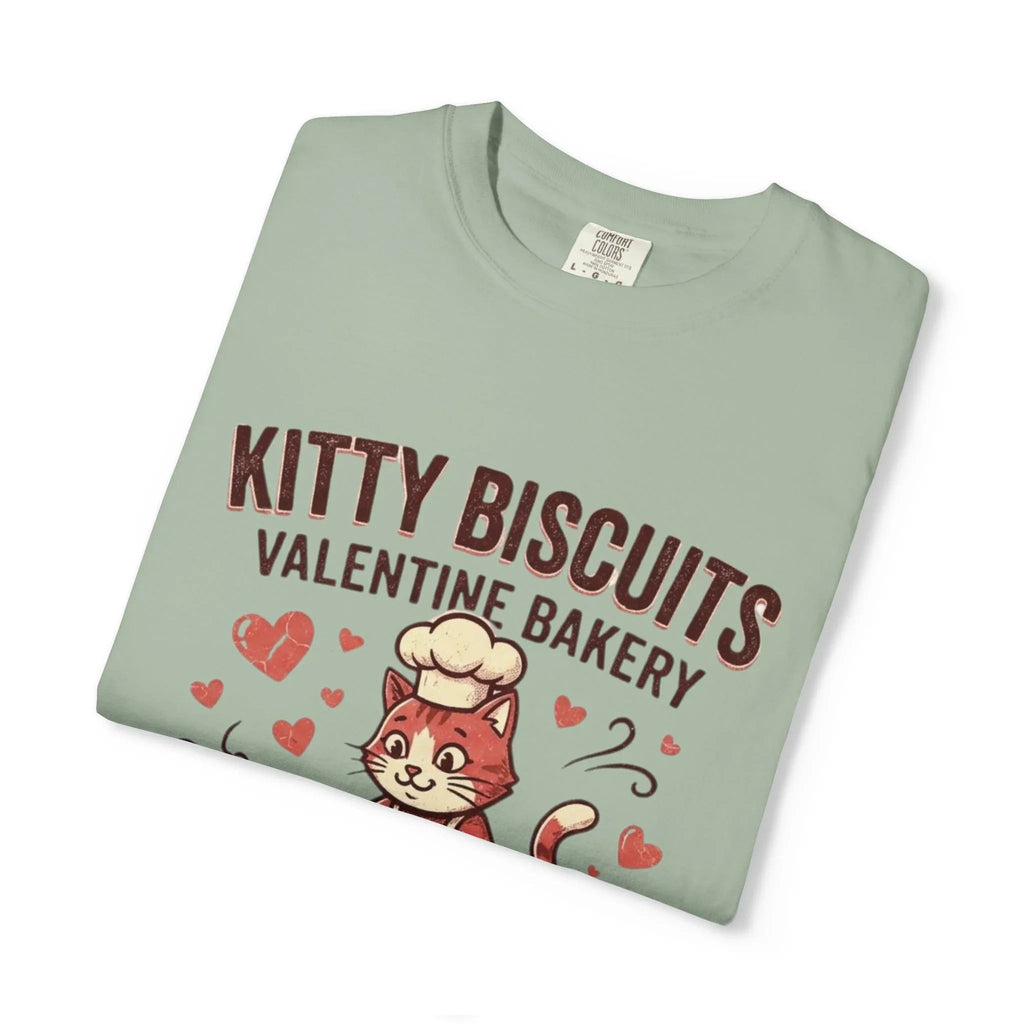 Kitty Biscuits T-Shirt | Valentine Bakery Cat All You Knead Is Love Graphic Tee