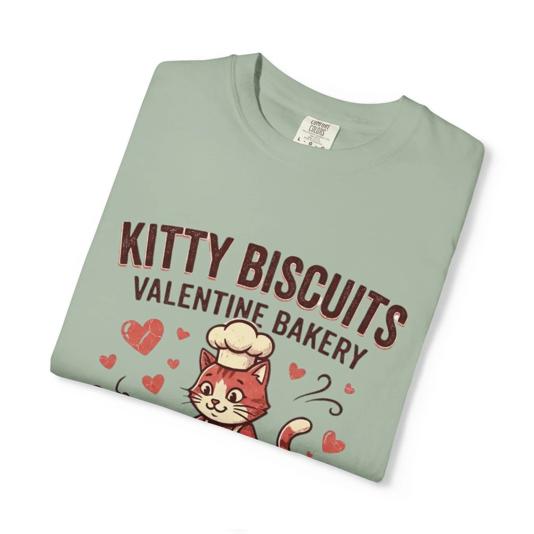 Kitty Biscuits T-Shirt | Valentine Bakery Cat All You Knead Is Love Graphic Tee