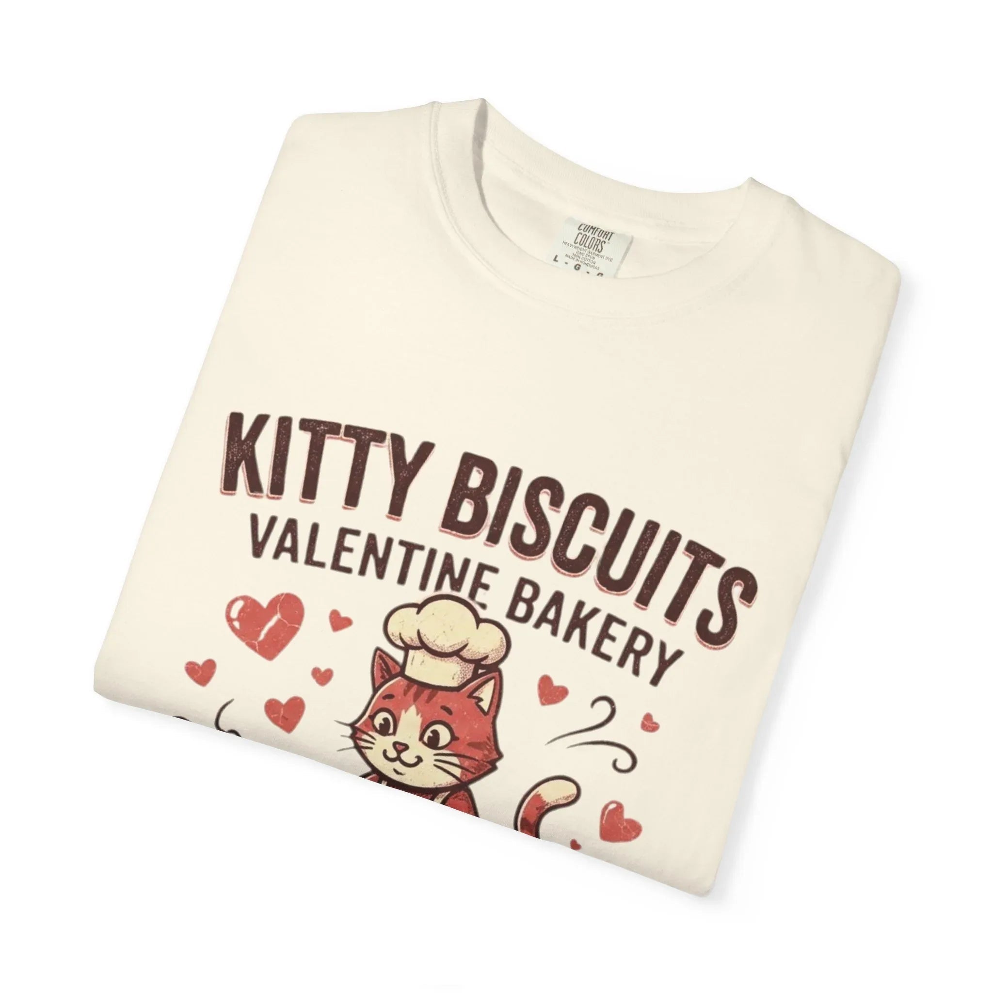 Kitty Biscuits T-Shirt | Valentine Bakery Cat All You Knead Is Love Graphic Tee