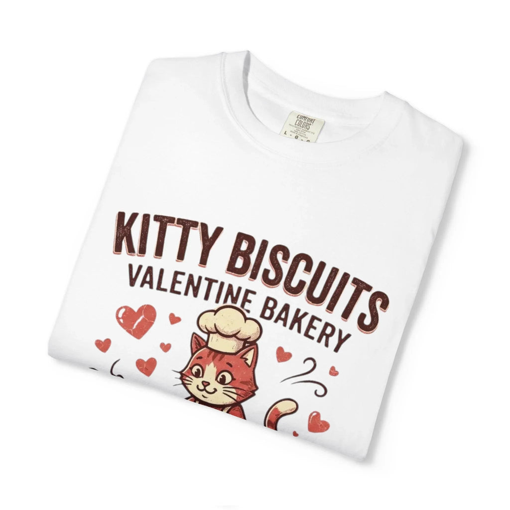 Kitty Biscuits T-Shirt | Valentine Bakery Cat All You Knead Is Love Graphic Tee