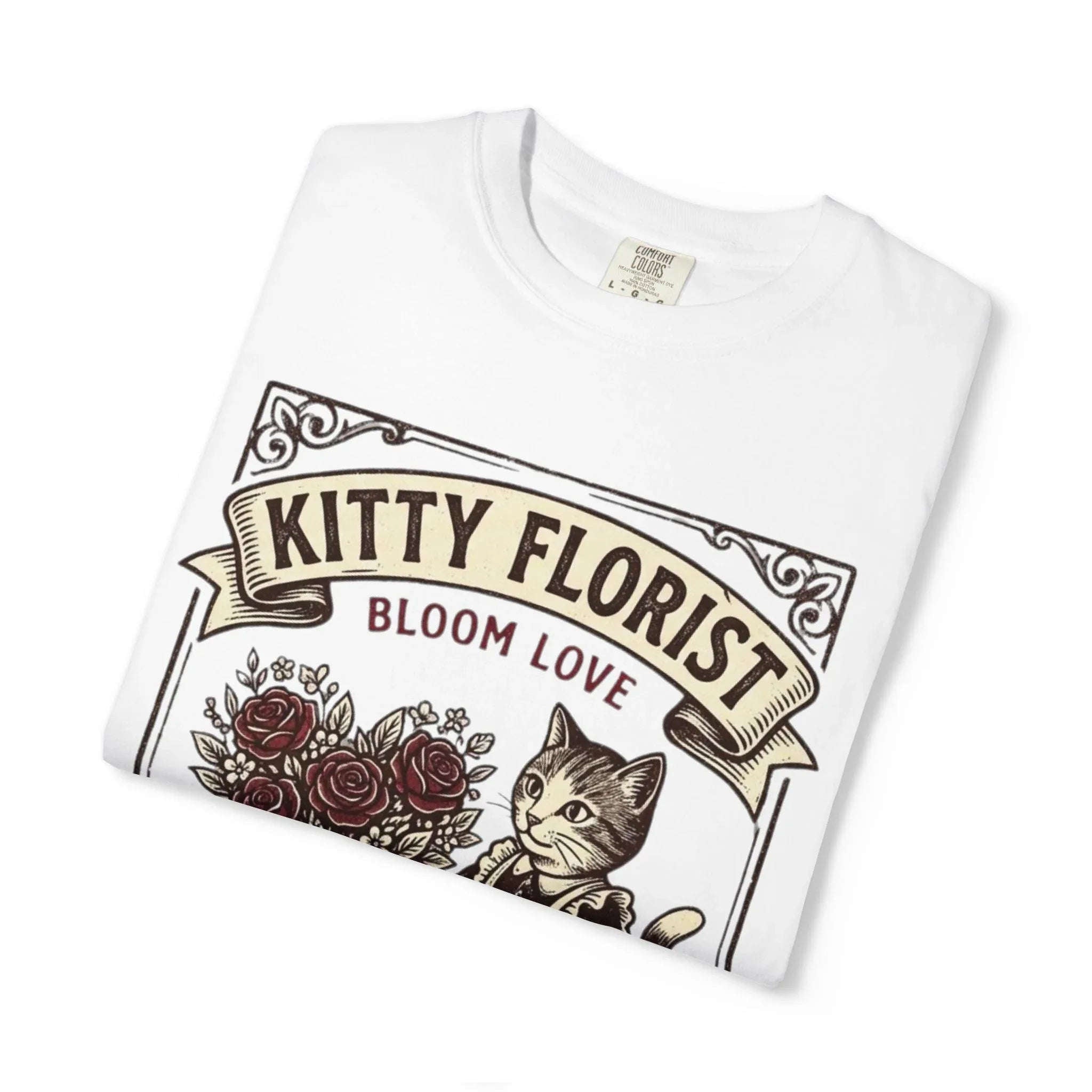 Kitty Florist Bloom Love T-Shirt | Vintage Cat Floral I Pick You Graphic Tee | Retro Flower Cat Lover Gift Shirt