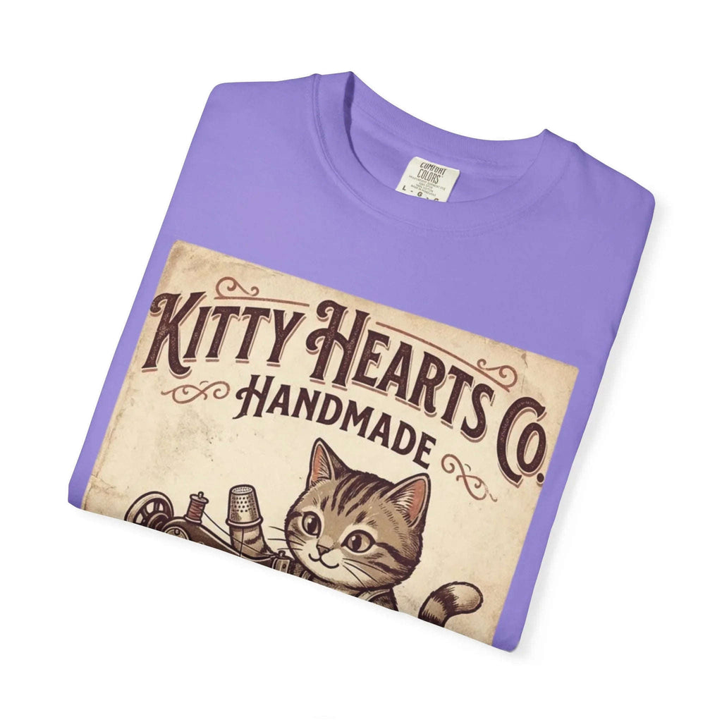 Kitty Hearts Co T-Shirt | Vintage Handmade Cat Sewing Made With Purr Graphic Tee