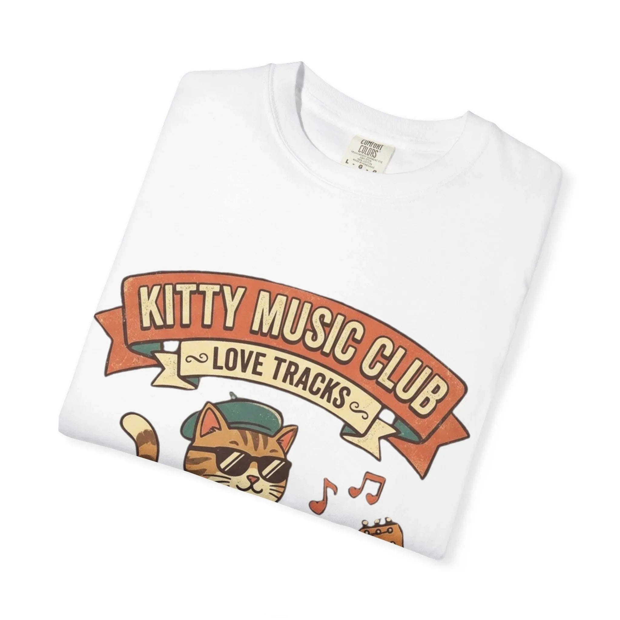 Kitty Music Club T-Shirt | Vintage Guitar Cat Youre My Favorite Song Graphic Tee