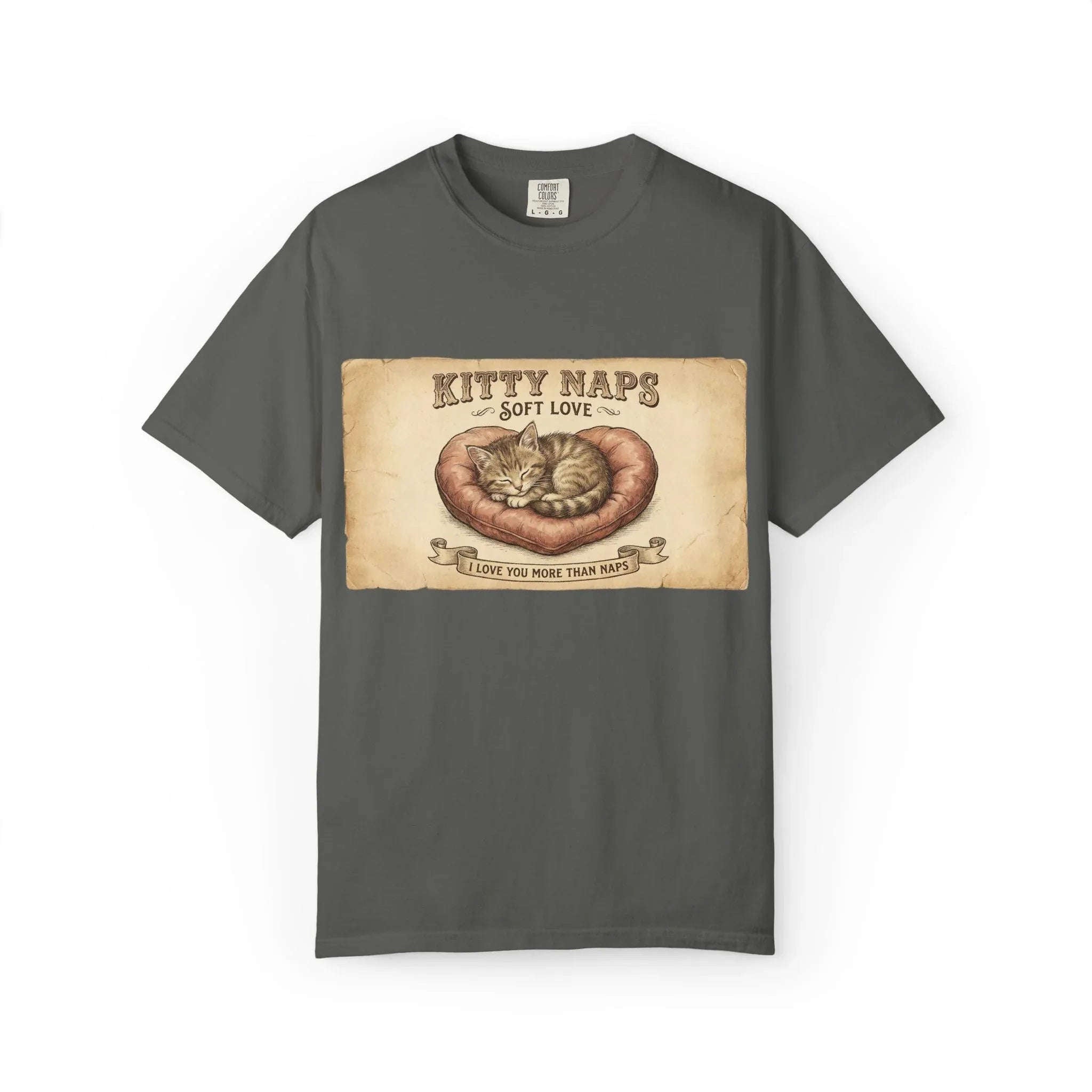Kitty Naps Shirt, Sleeping Cats Vintage Illustration T-Shirt, Sepia Kitten Art Tee, Cozy Retro Cat Lover Gift, Cottagecore