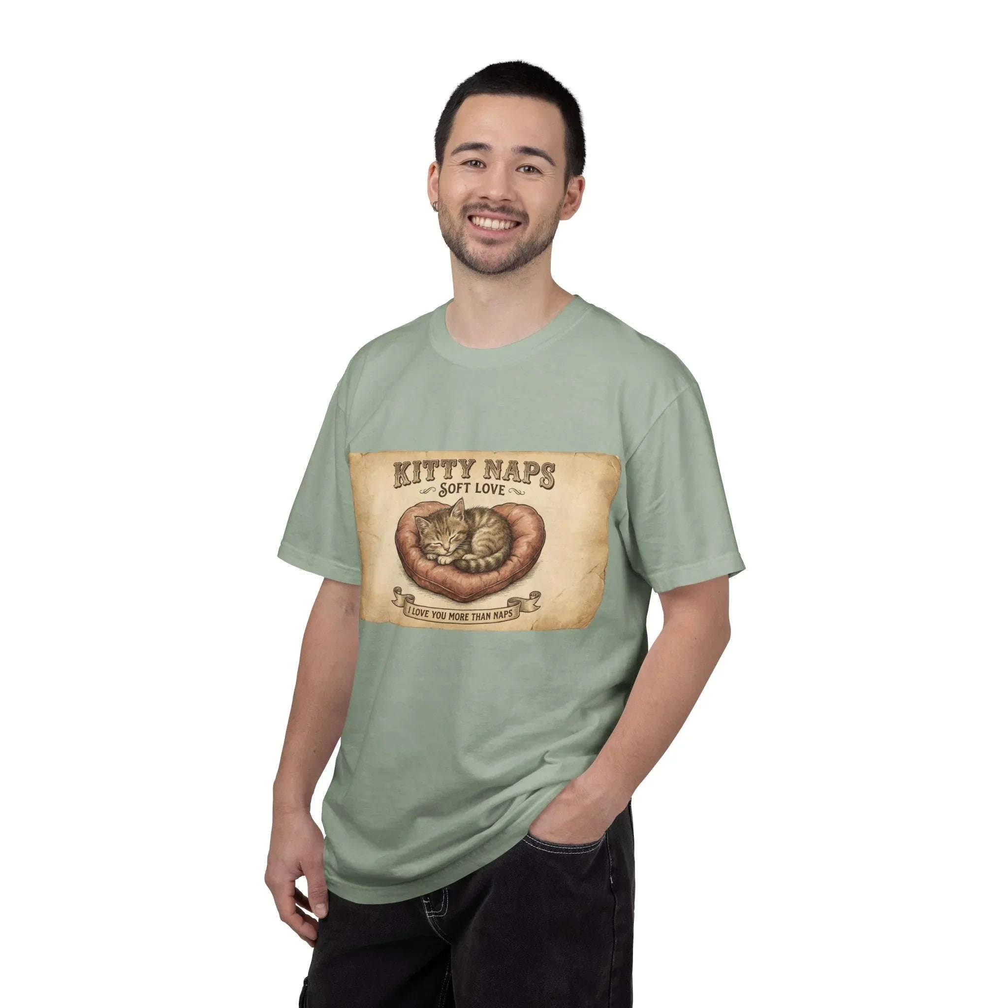 Kitty Naps Shirt, Sleeping Cats Vintage Illustration T-Shirt, Sepia Kitten Art Tee, Cozy Retro Cat Lover Gift, Cottagecore Bay