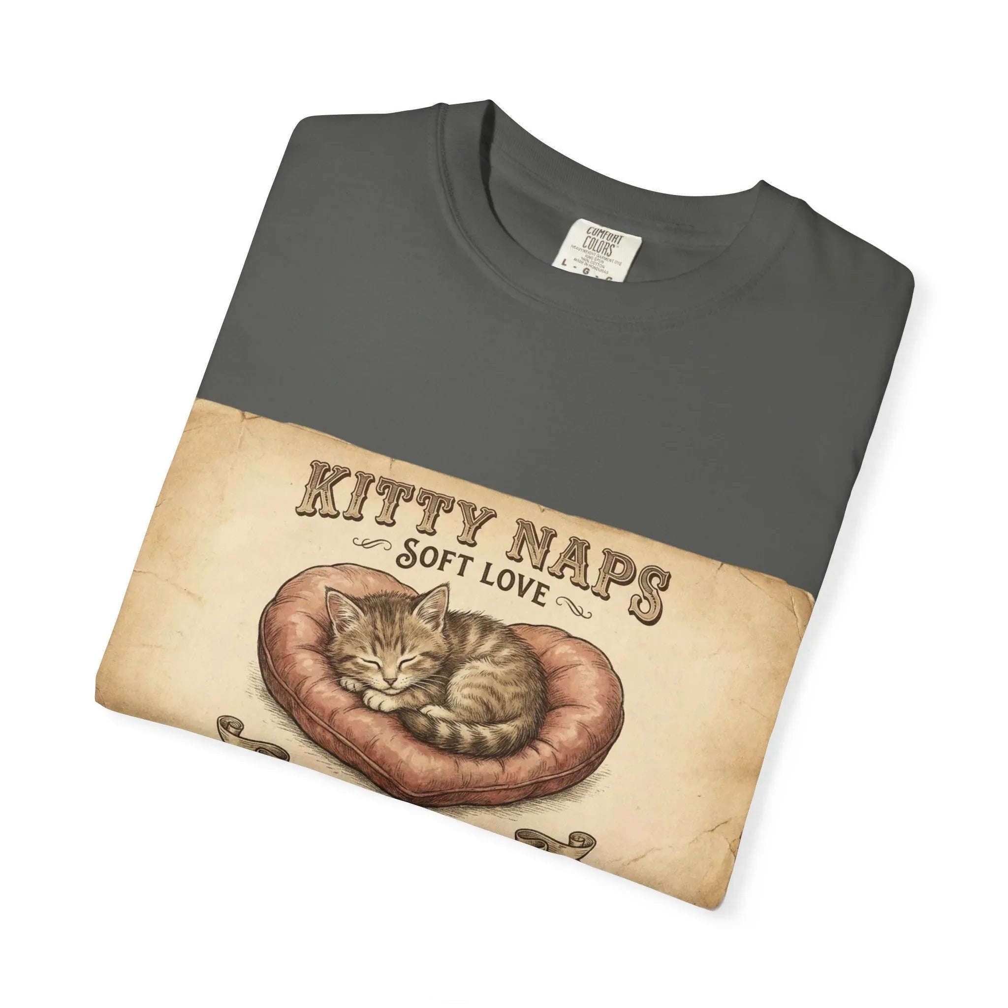 Kitty Naps Shirt, Sleeping Cats Vintage Illustration T-Shirt, Sepia Kitten Art Tee, Cozy Retro Cat Lover Gift, Cottagecore Pepper