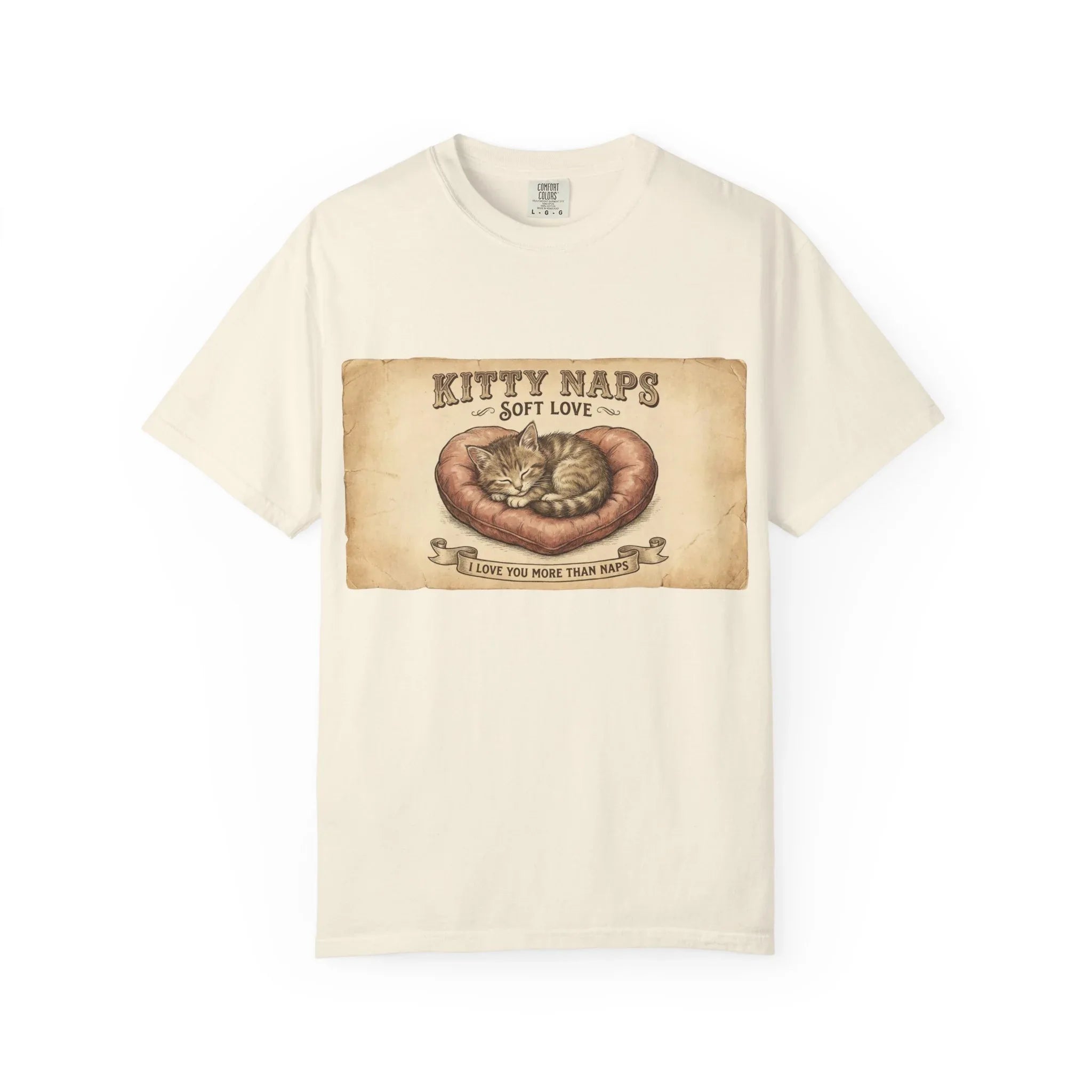 Kitty Naps Shirt, Sleeping Cats Vintage Illustration T-Shirt, Sepia Kitten Art Tee, Cozy Retro Cat Lover Gift, Cottagecore Ivory