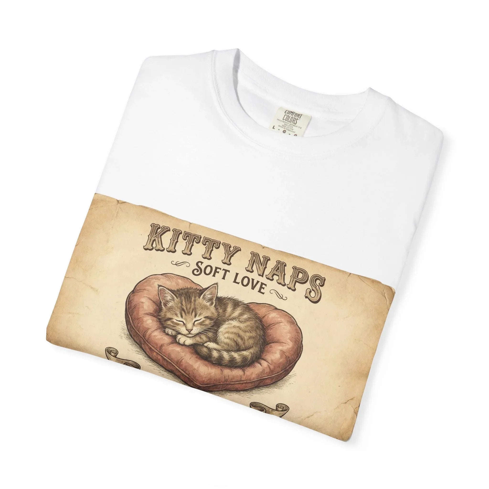 Kitty Naps Shirt, Sleeping Cats Vintage Illustration T-Shirt, Sepia Kitten Art Tee, Cozy Retro Cat Lover Gift, Cottagecore